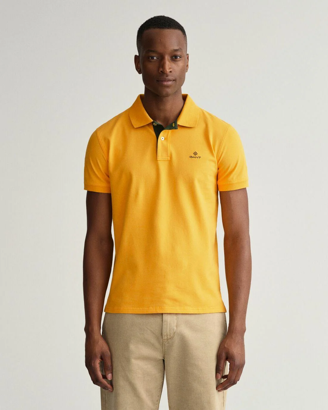 Polo Shirts | Mens GANT Contrast Collar Piqué Rugger Sunray Yellow