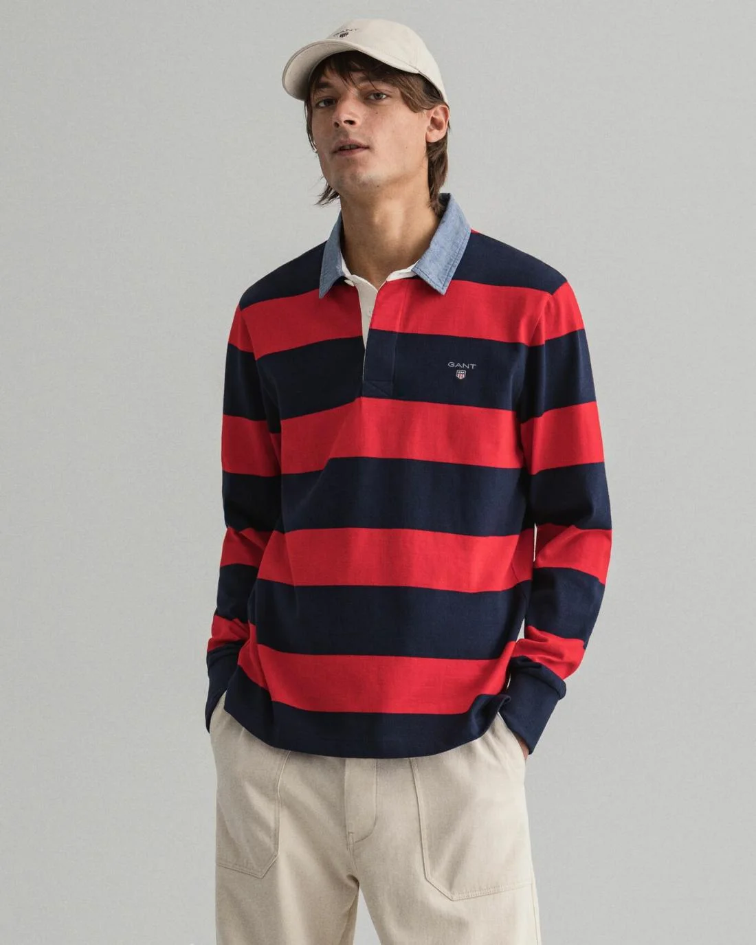 Rugby Shirts | Mens GANT Original Barstripe Heavy Rugger Bright Red