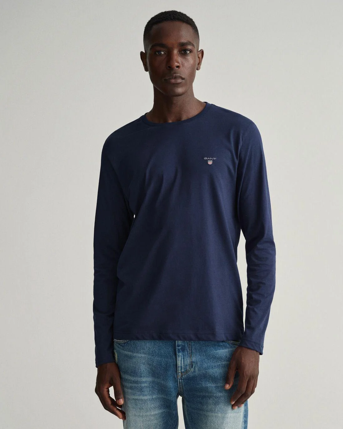 T-Shirts | Mens GANT Original Long Sleeve T-Shirt Evening Blue