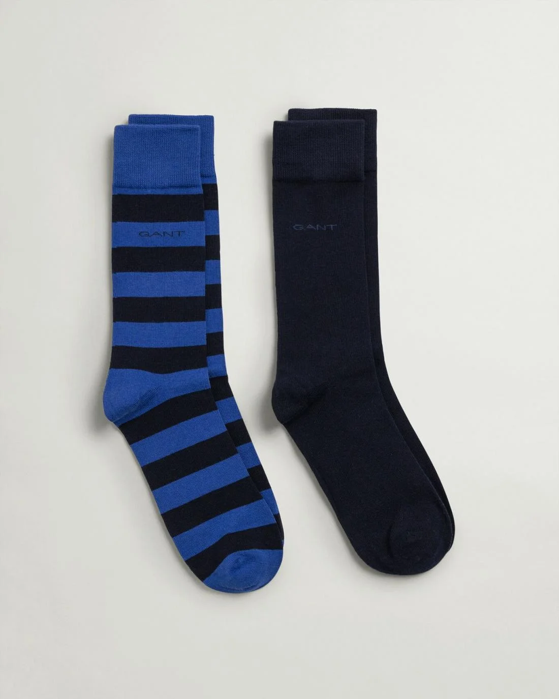 Socks | Mens GANT 2-Pack Barstripe &amp; Solid Socks College Blue