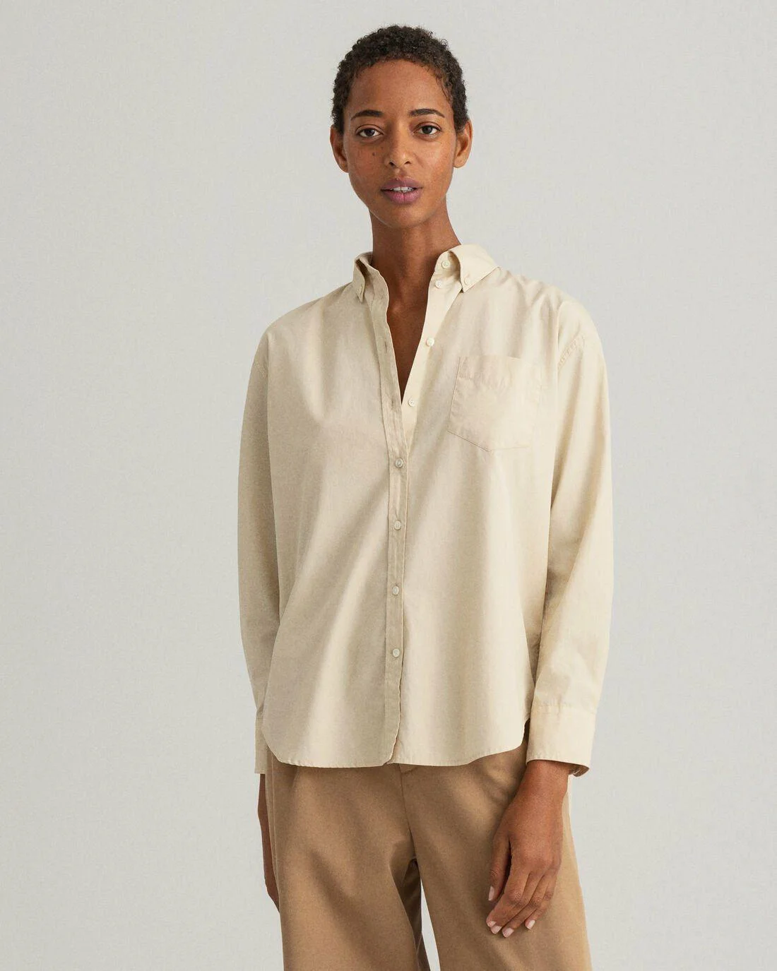 Shirts And Blouses | Womens GANT Relaxed Fit Luxury Poplin Shirt Desert Beige