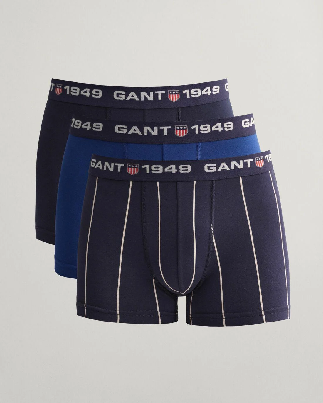 Underwear | Mens GANT 3-Pack Wide Stripe Trunks Evening Blue