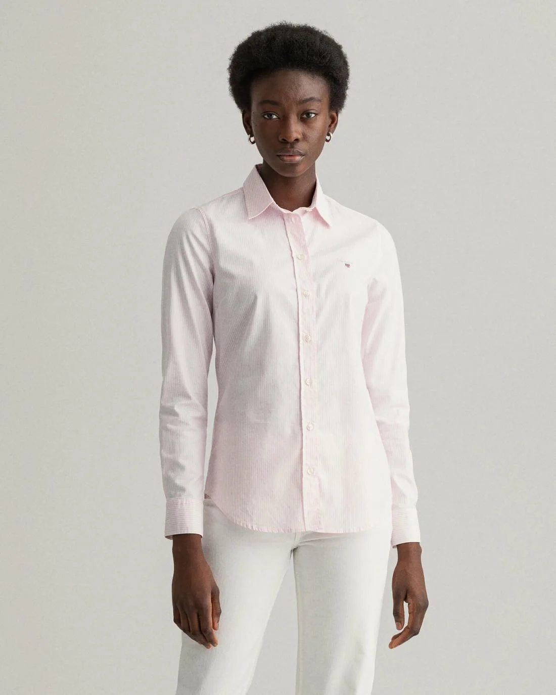 Shirts And Blouses | Womens GANT Banker Stripe Stretch Oxford Shirt Light Pink