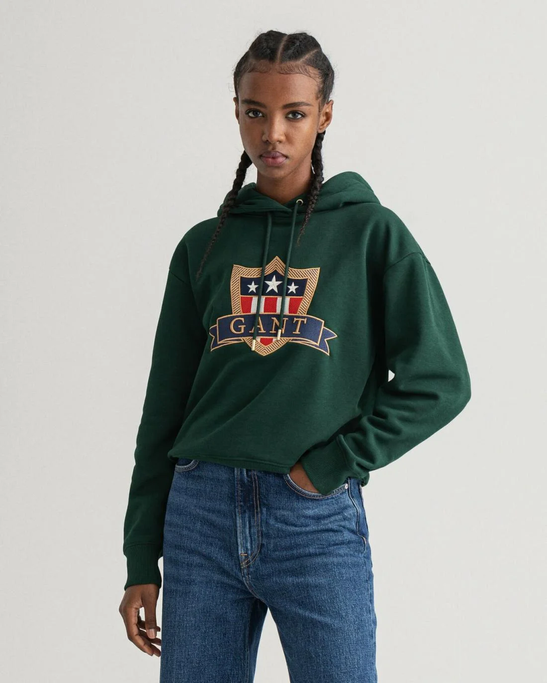 Hoodies And Sweats | Womens GANT Banner Shield Hoodie Tartan Green