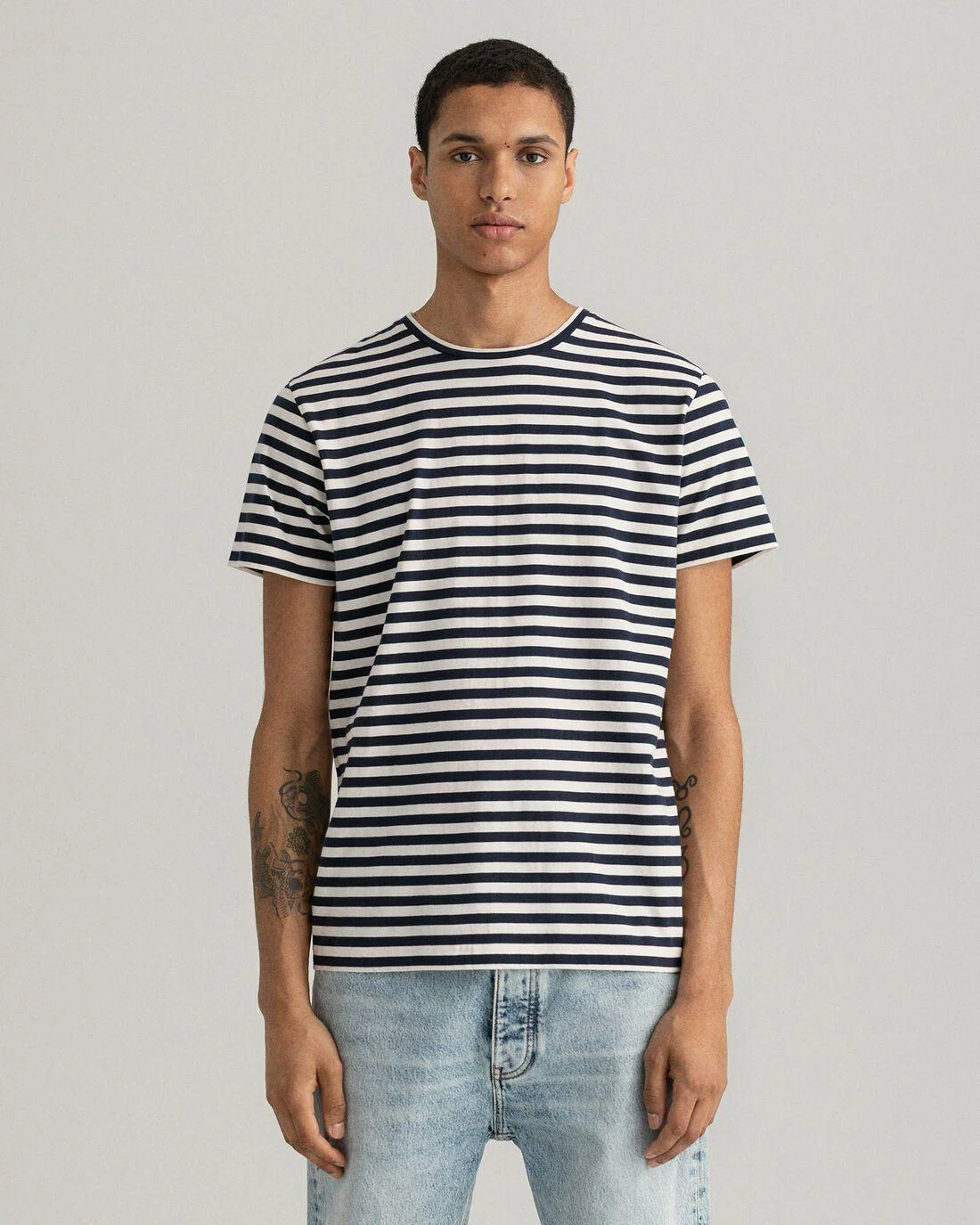 T-Shirts | Mens GANT Striped T-Shirt Evening Blue