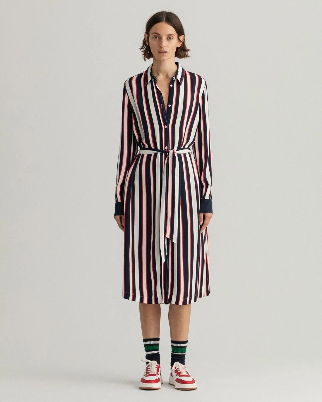 Dresses | Womens GANT Multi Stripe A-Line Shirt Dress Evening Blue