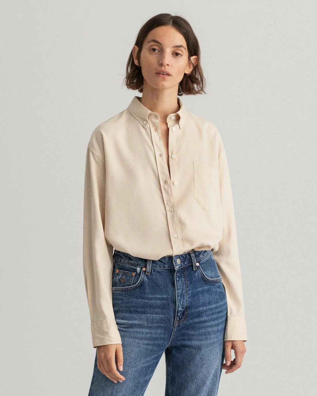 Shirts And Blouses | Womens GANT Relaxed Fit Pure Prep Lyocell Shirt Desert Beige