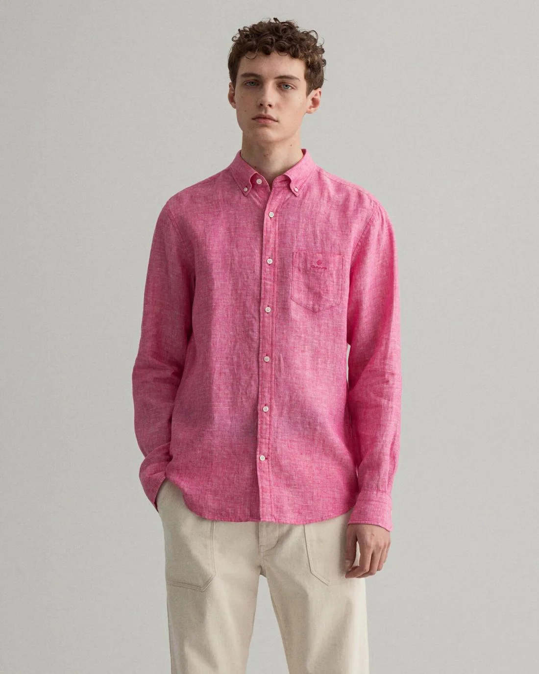 Shirts | Mens GANT Regular Fit Linen Shirt Cabaret Pink