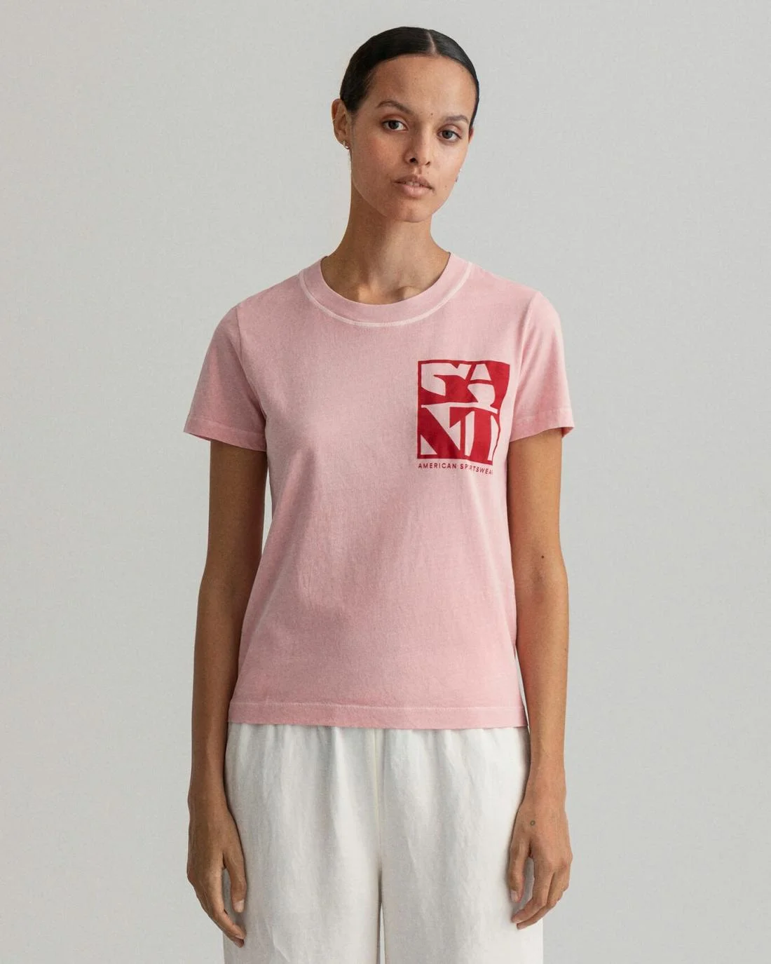 Polos And T-Shirts | Womens GANT Quadrat Logo T-Shirt Preppy Pink