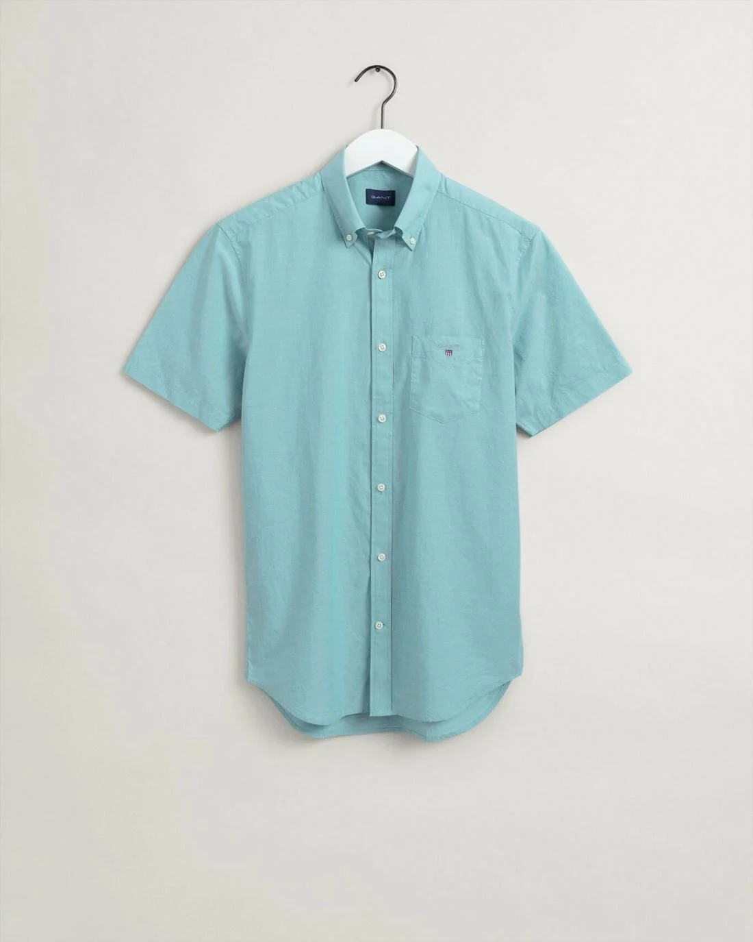 Shirts | Mens GANT Regular Fit Short Sleeve Broadcloth Shirt Aqua Green