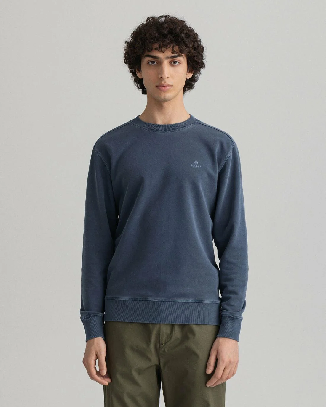 Hoodies And Sweats | Mens GANT Sunfaded Crew Neck Sweatshirt Evening Blue