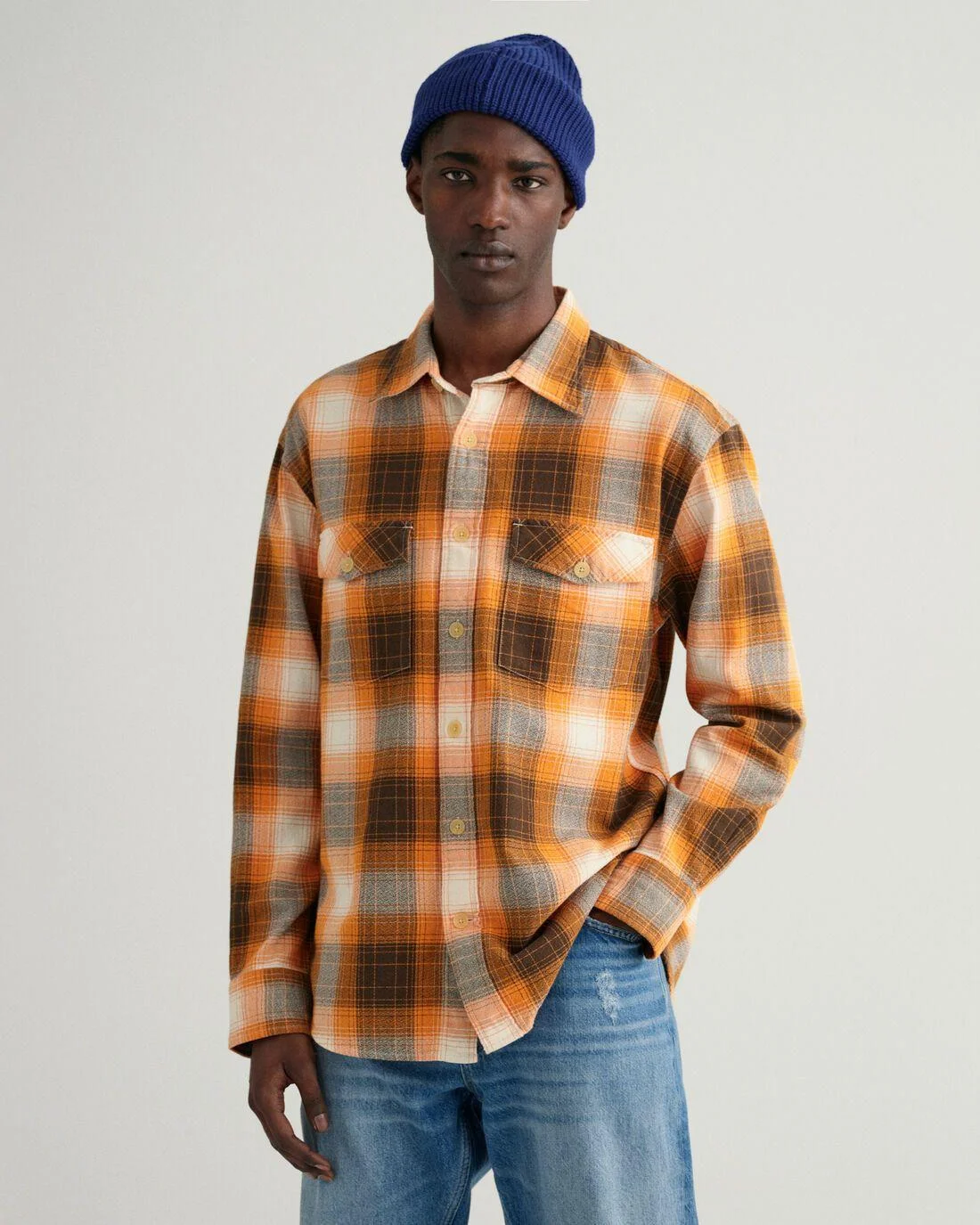 Shirts | Mens GANT Relaxed Fit Shadow Check Shirt Rich Brown