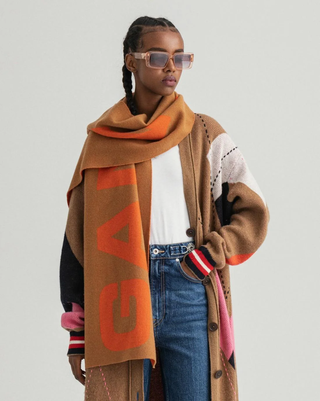 Scarves | Womens GANT Contrast Wool Scarf Roasted Walnut