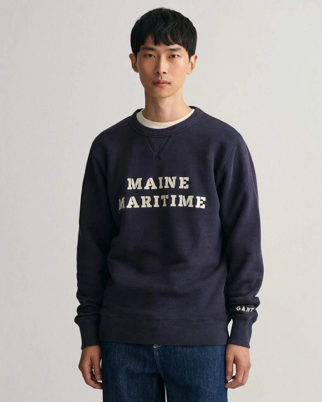 Hoodies And Sweats | Mens GANT Maritime Crew Neck Sweatshirt Evening Blue