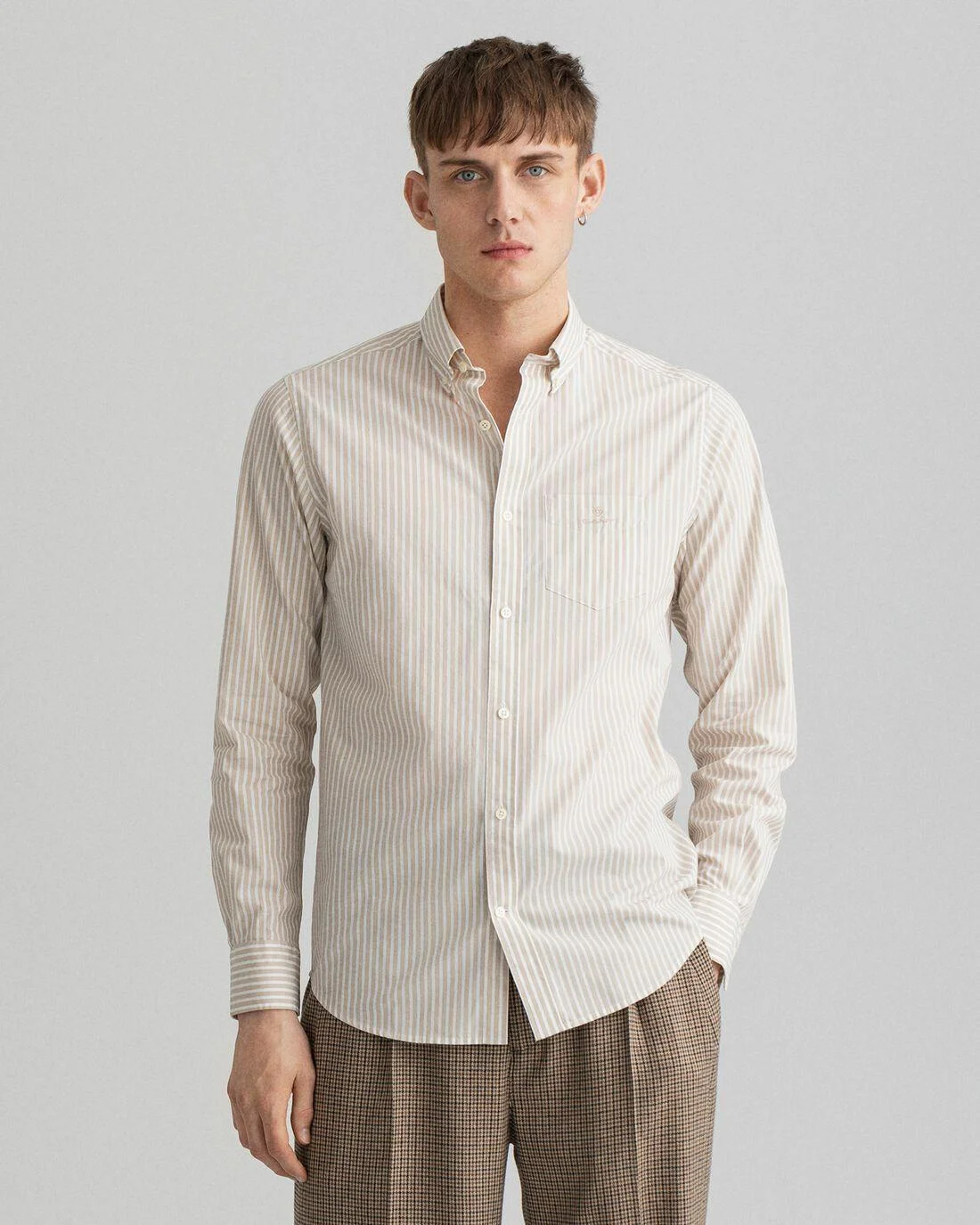 Shirts | Mens GANT Regular Fit Stripe Broadcloth Shirt Dry Sand