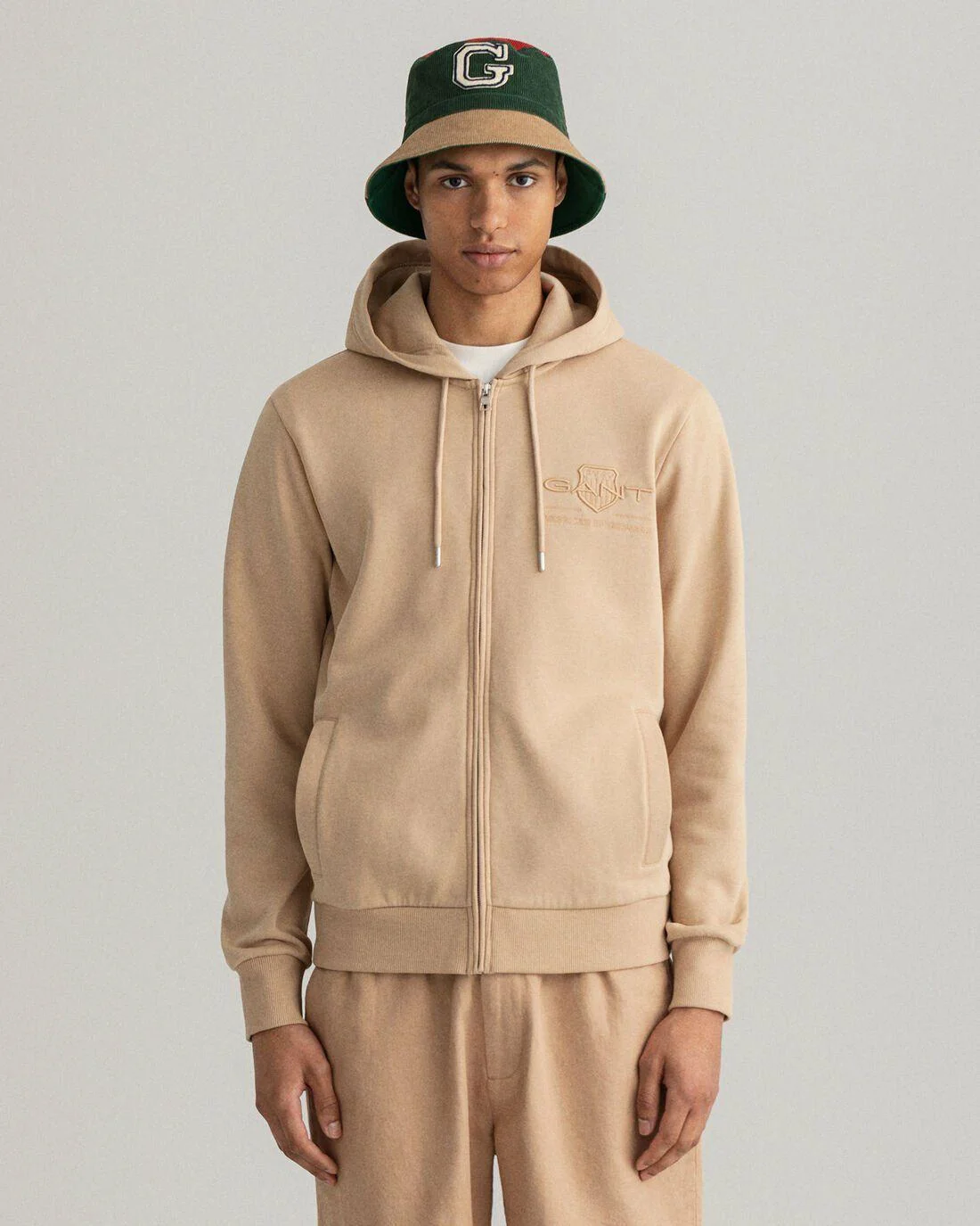 Hoodies And Sweats | Mens GANT Tonal Archive Shield Zip Hoodie Hazelwood Beige