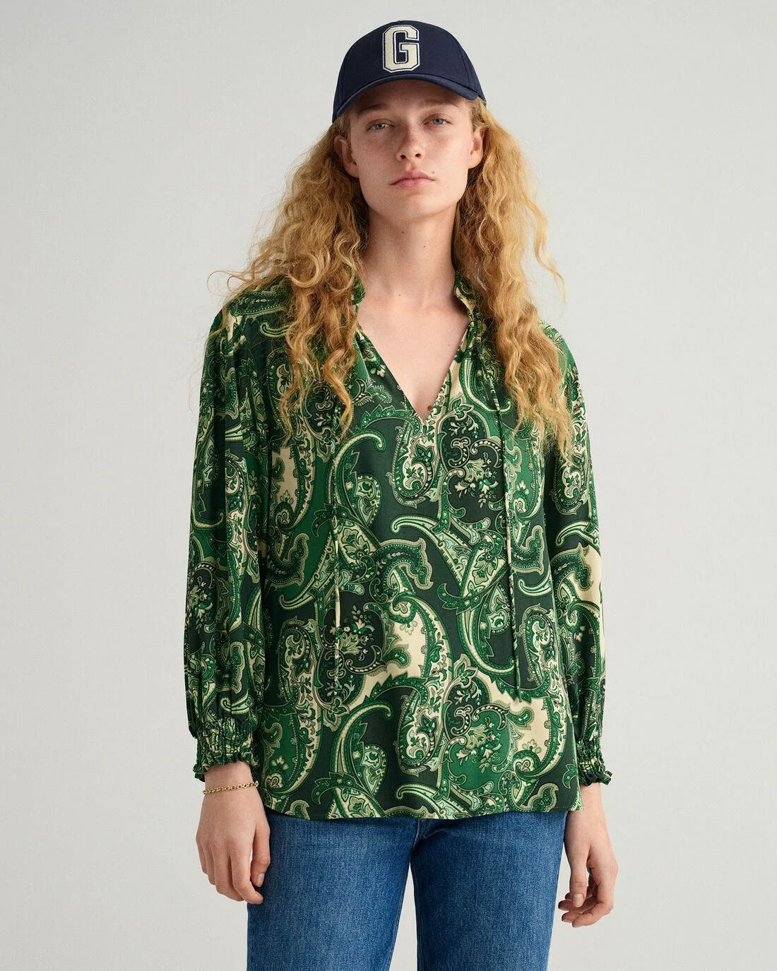 Shirts And Blouses | Womens GANT Paisley Popover Blouse Lavish Green