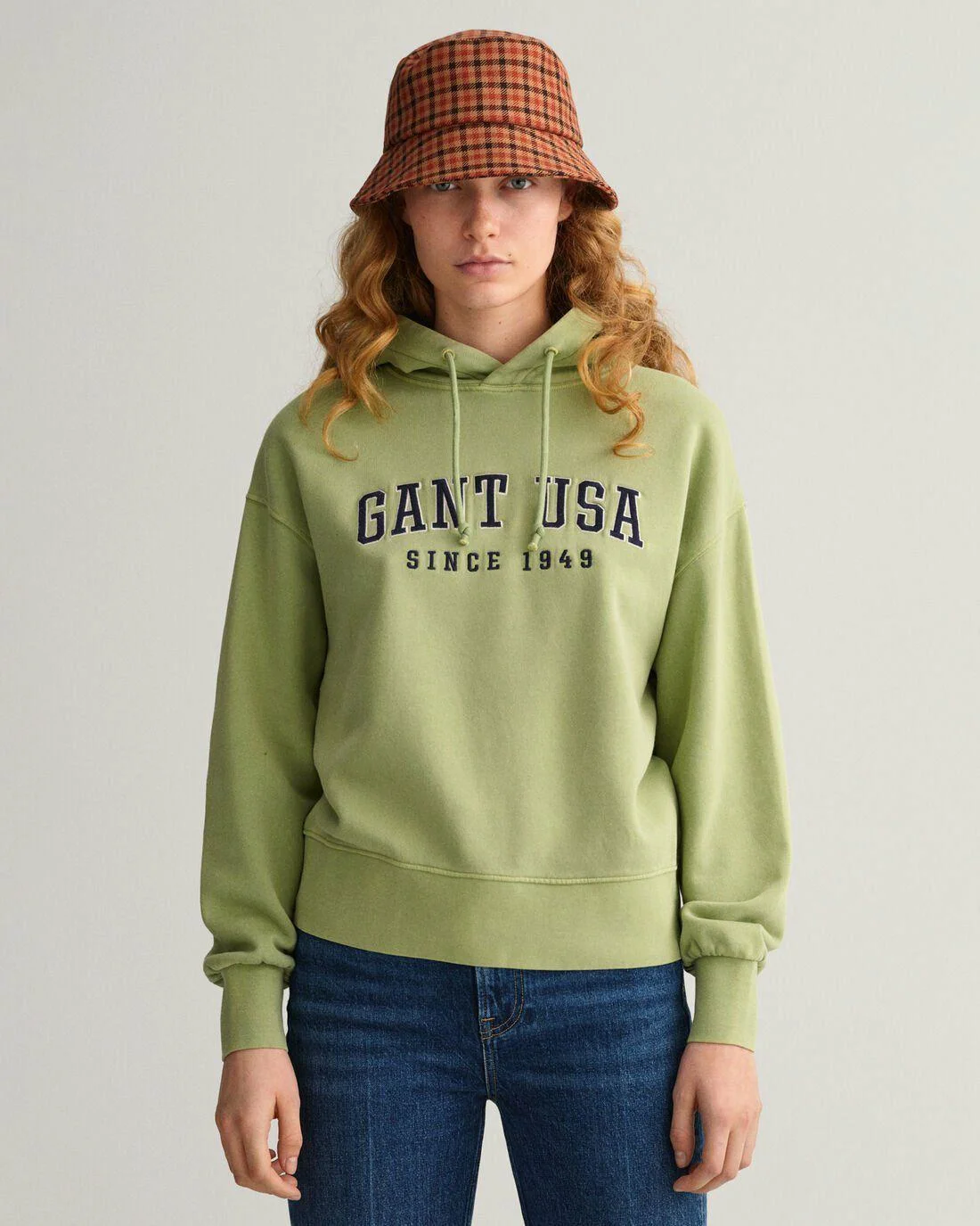 Hoodies And Sweats | Womens GANT Usa Graphic Hoodie Eucalyptus Green