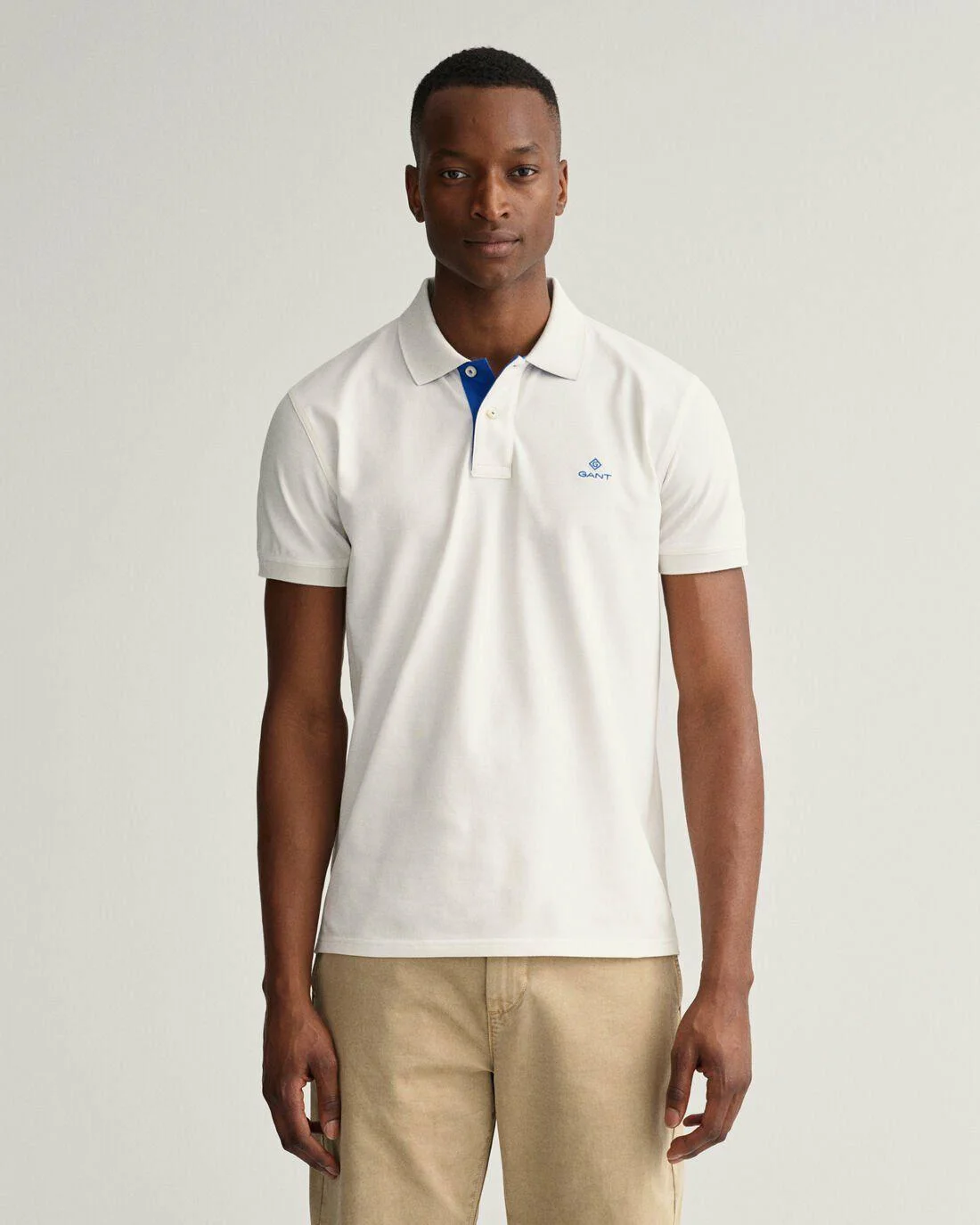 Polo Shirts | Mens GANT Contrast Collar Piqué Rugger Eggshell