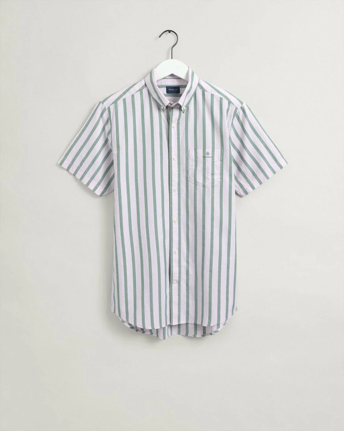 Shirts | Mens GANT Regular Fit Stripe Pastel Short Sleeve Oxford Shirt Peony Pink