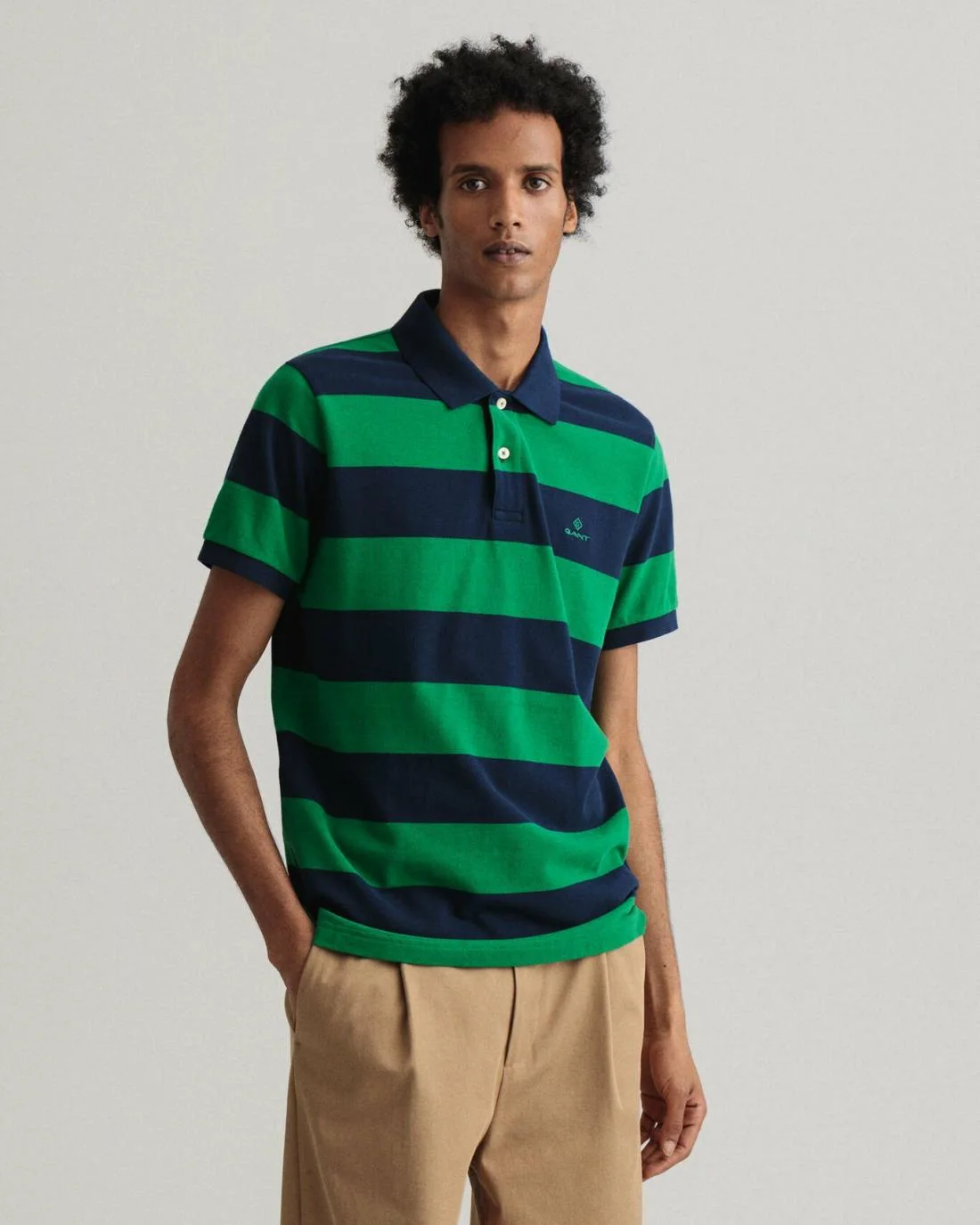 Polo Shirts | Mens GANT Barstripe Piqué Polo Shirt Lavish Green