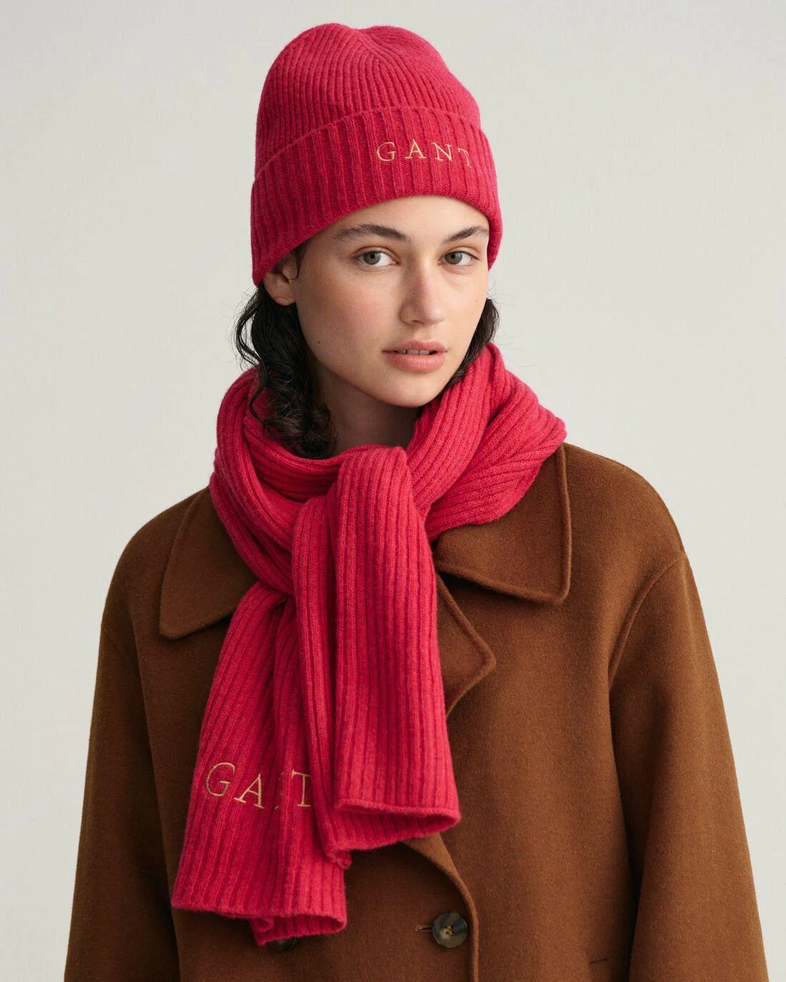 Hats | Womens GANT Scarf And Beanie Gift Box Raspberry Red