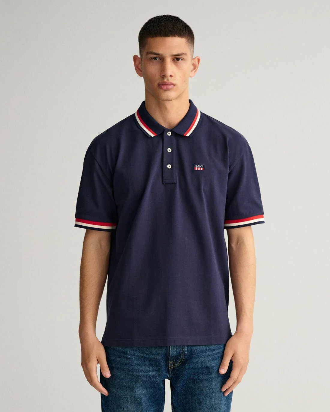 Polo Shirts | Mens GANT Retro Flag Piqué Polo Shirt Evening Blue