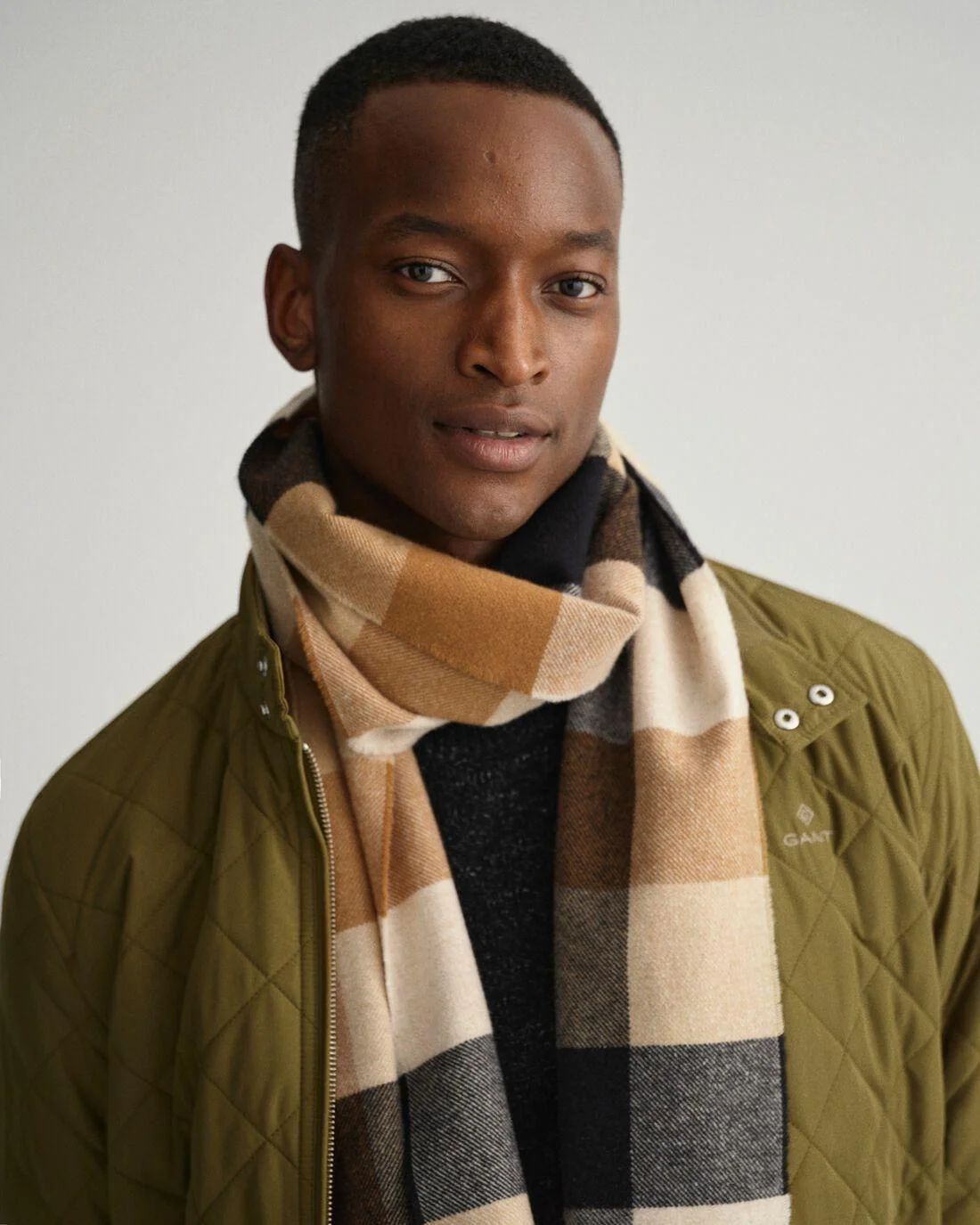 Gloves &amp; Scarves | Mens GANT Multi Check Scarf Roasted Walnut