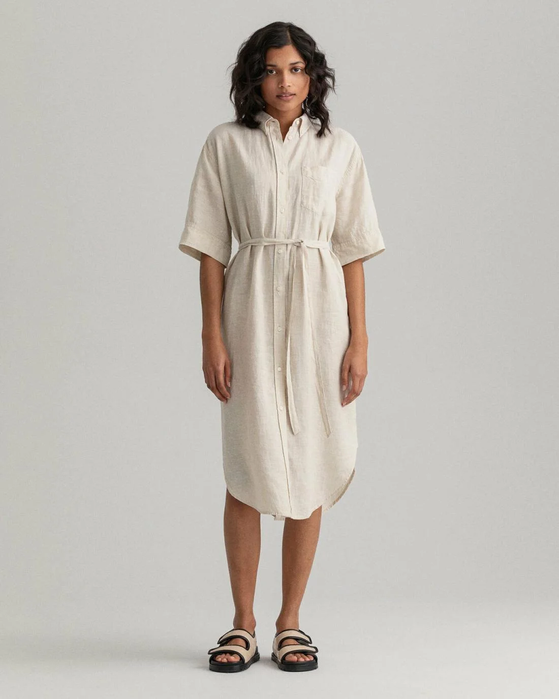 Dresses | Womens GANT Linen Chambray Shirt Dress Desert Beige