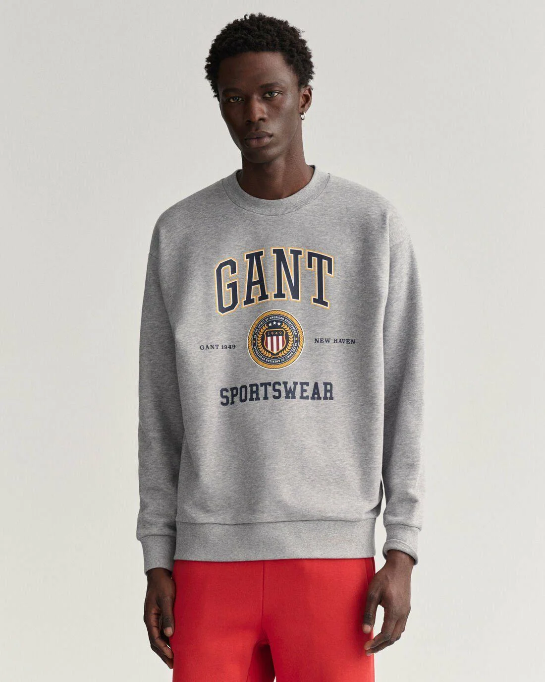 Hoodies And Sweats | Mens GANT Crest Shield Crew Neck Sweatshirt Grey Melange