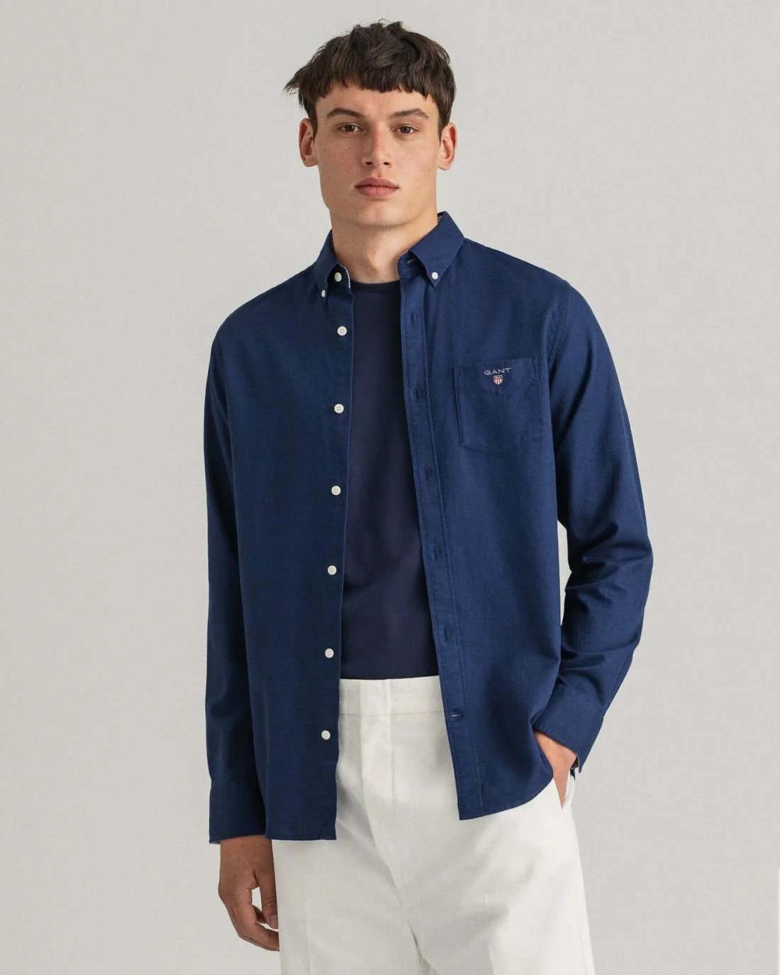 Shirts | Mens GANT Regular Fit Shield Texture Shirt Persian Blue