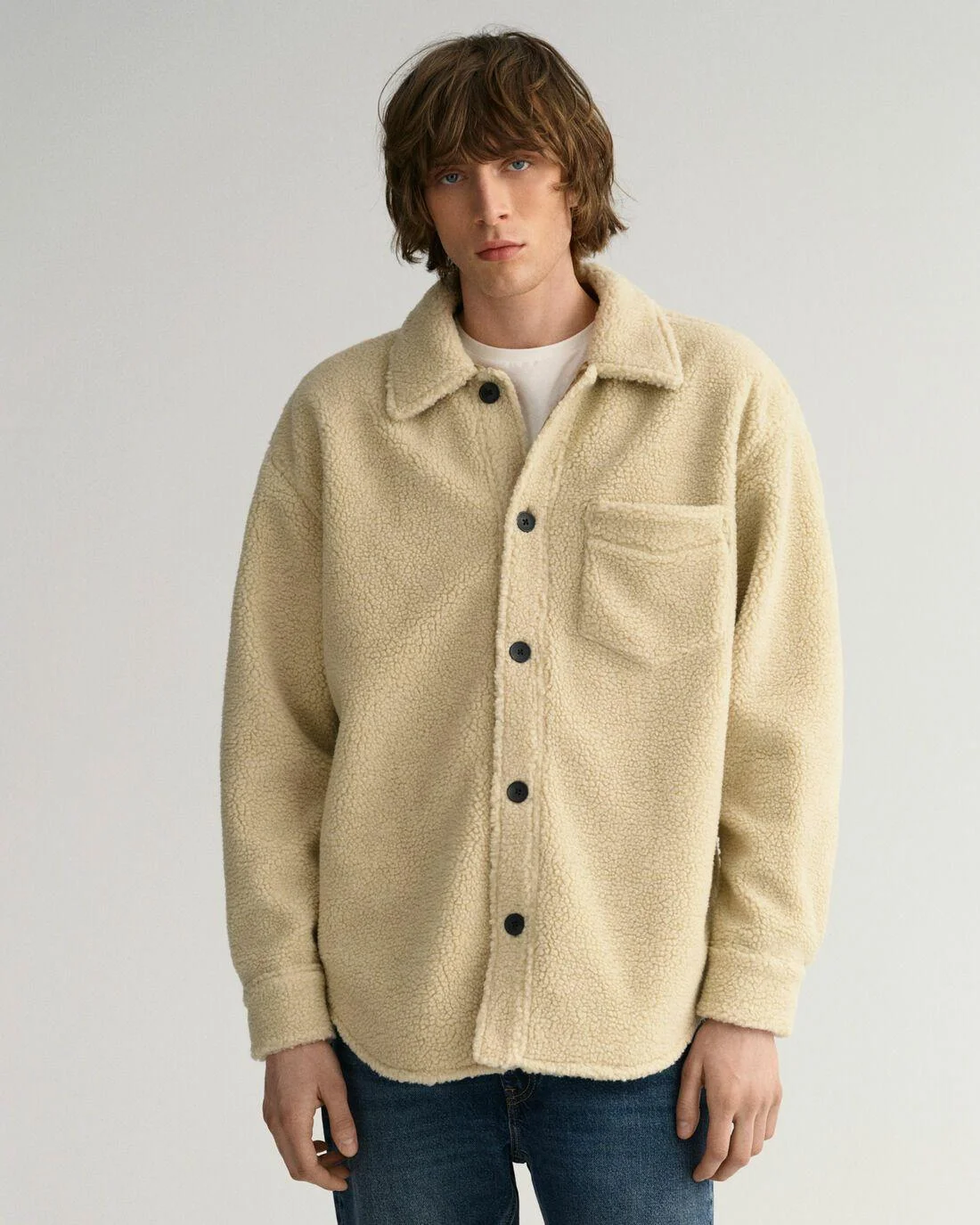 Shirts | Mens GANT Oversized Sherpa Overshirt Putty