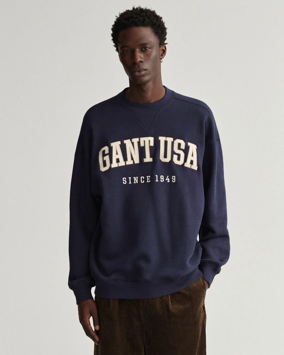 Hoodies And Sweats | Mens GANT Usa Graphic Crew Neck Sweatshirt Evening Blue