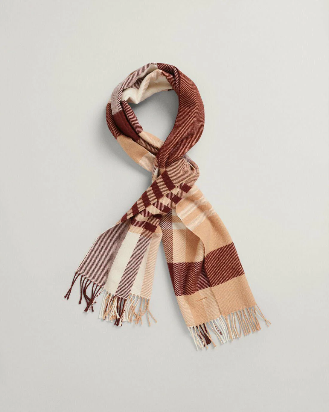 Scarves | Womens GANT Big Check Wool Scarf Toffee Beige