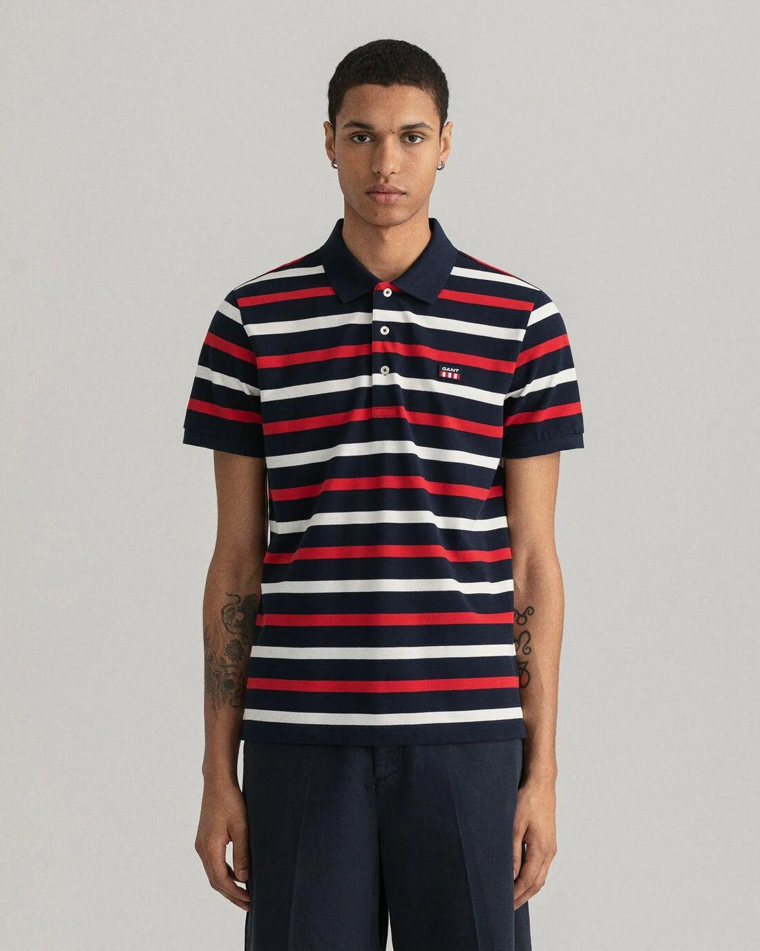 Polo Shirts | Mens GANT Retro Flag Rugger Evening Blue