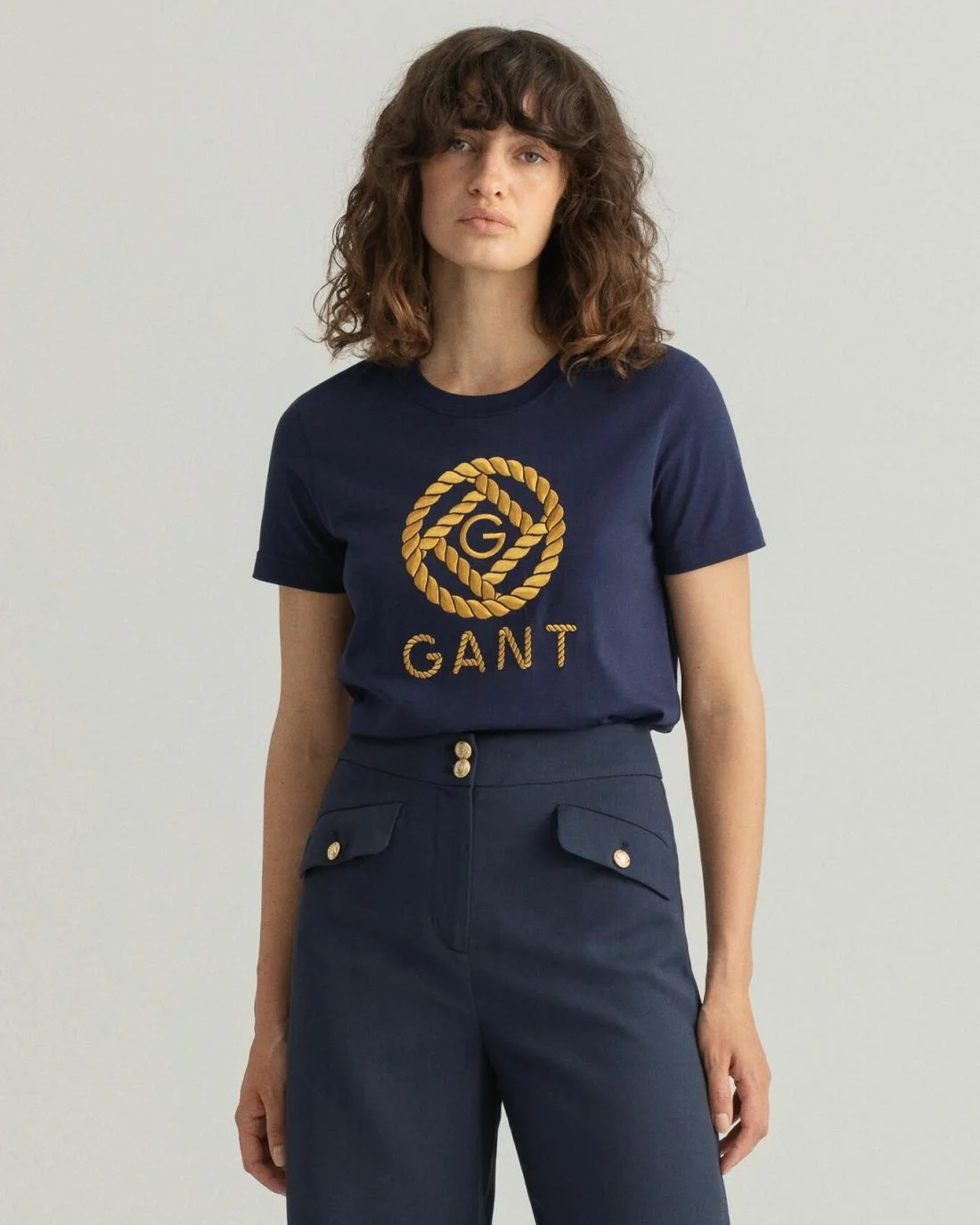 Polos And T-Shirts | Womens GANT Rope Icon T-Shirt Evening Blue