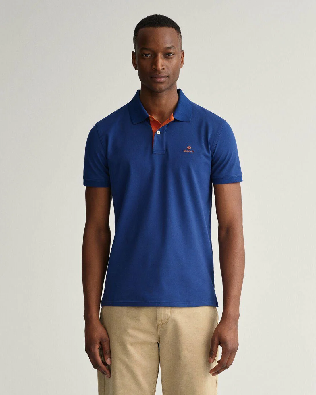 Polo Shirts | Mens GANT Contrast Collar Piqué Rugger Deep Blue