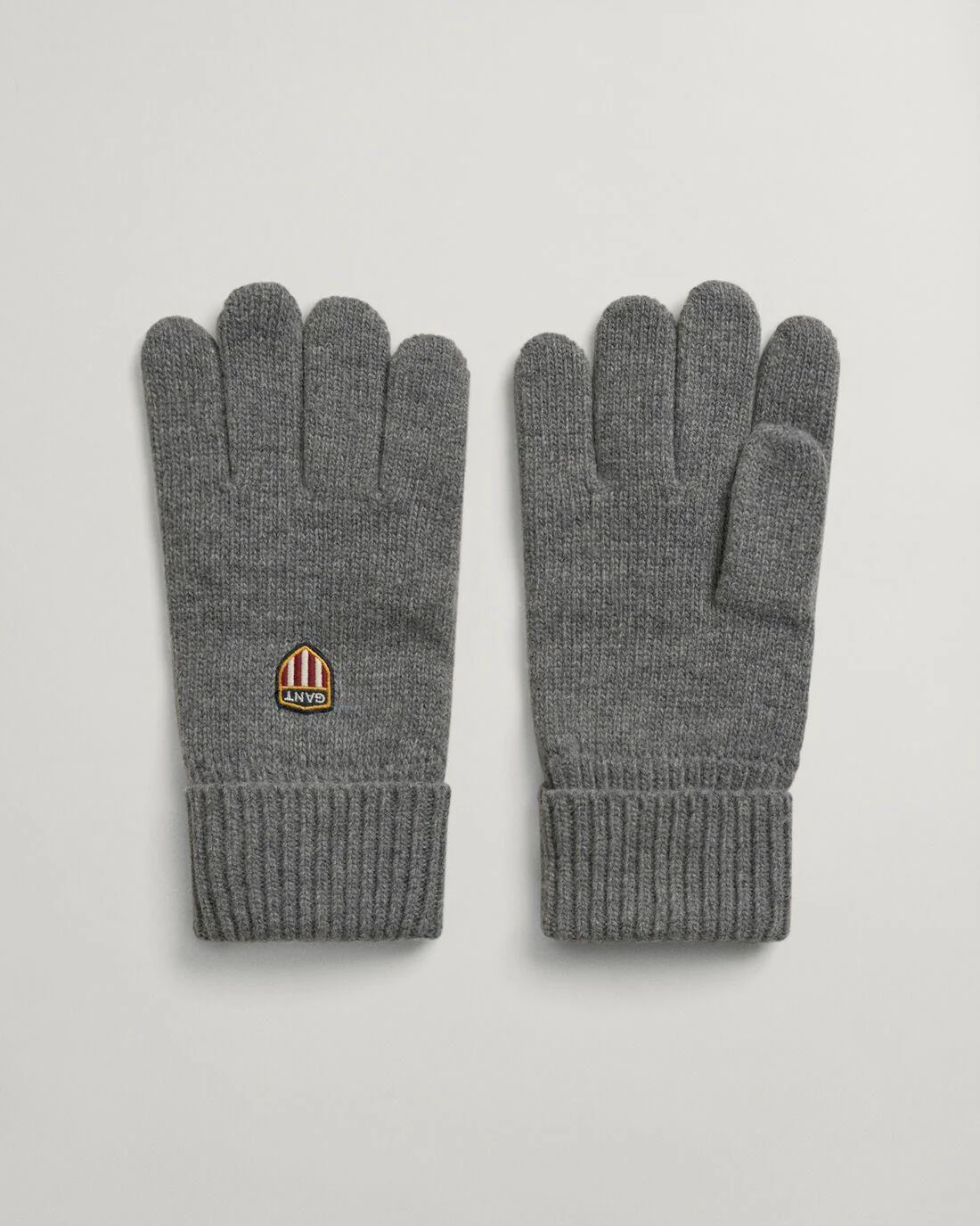 Gloves &amp; Scarves | Mens GANT Wool Badge Gloves Dark Grey Melange