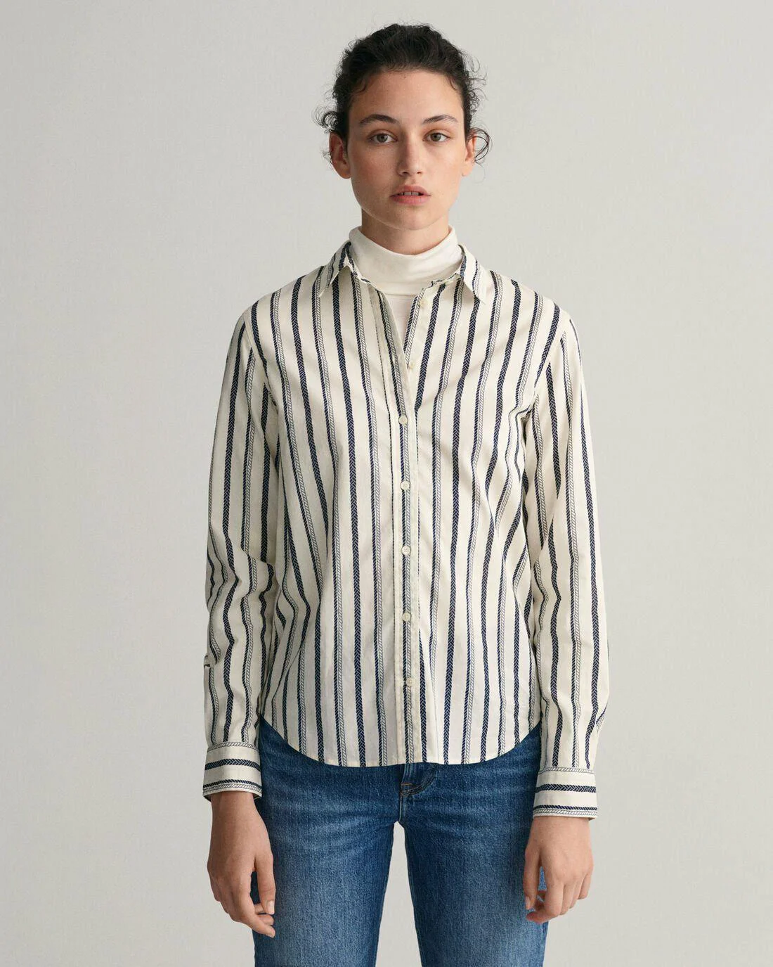 Shirts And Blouses | Womens GANT Regular Fit Rope Cotton Voile Shirt Evening Blue