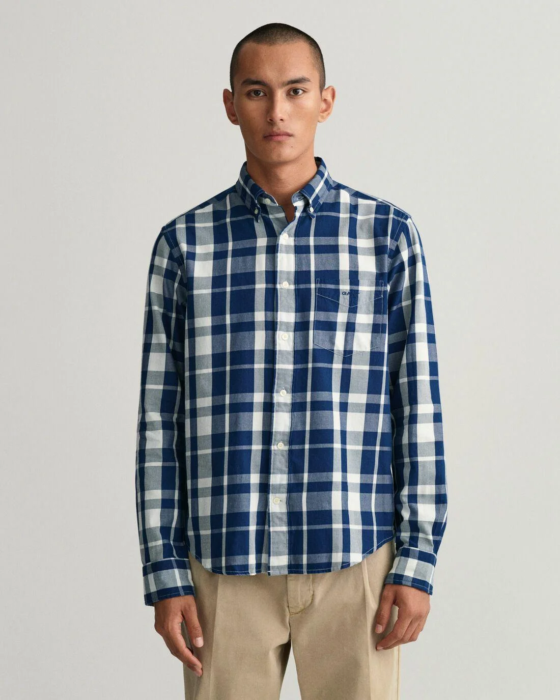 Shirts | Mens GANT Regular Fit Indigo Plaid Twill Shirt Indigo Blue