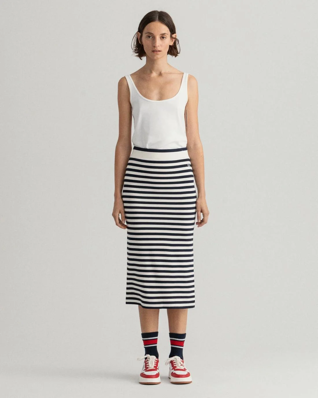 Shorts And Skirts | Womens GANT Icon G Striped Jersey Skirt Evening Blue