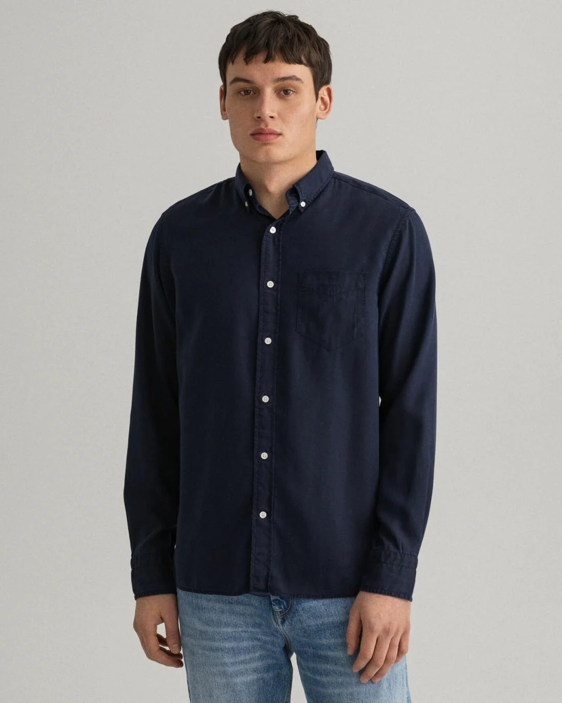 Shirts | Mens GANT Regular Fit Pure Prep Garment-Dyed Lyocell Shirt Evening Blue