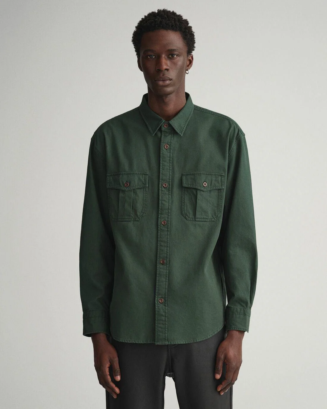 Shirts | Mens GANT Relaxed Fit Twill Shirt Storm Green