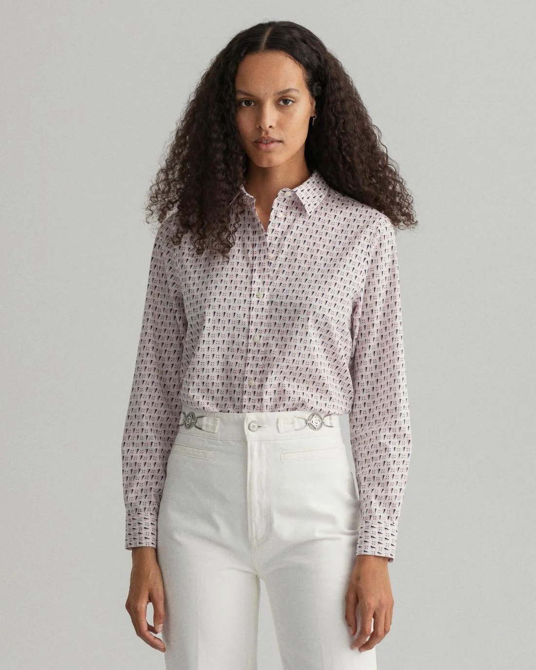 Shirts And Blouses | Womens GANT Geometric Shirt Eggshell