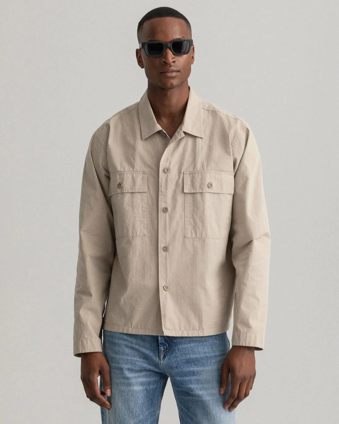 Shirts | Mens GANT Ripstop Overshirt Plaza Taupe