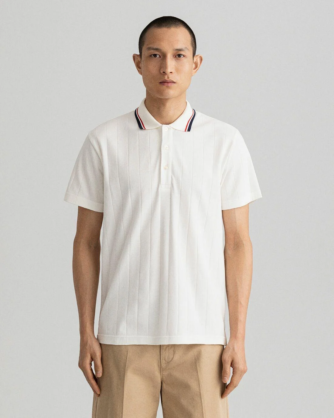 Polo Shirts | Mens GANT Drop Needle Short Sleeve Rugger Caulk White