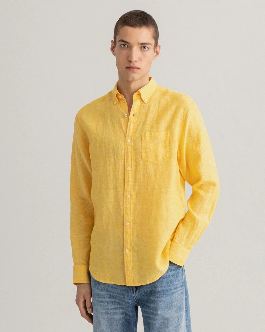 Shirts | Mens GANT Regular Fit Linen Shirt Solar Power