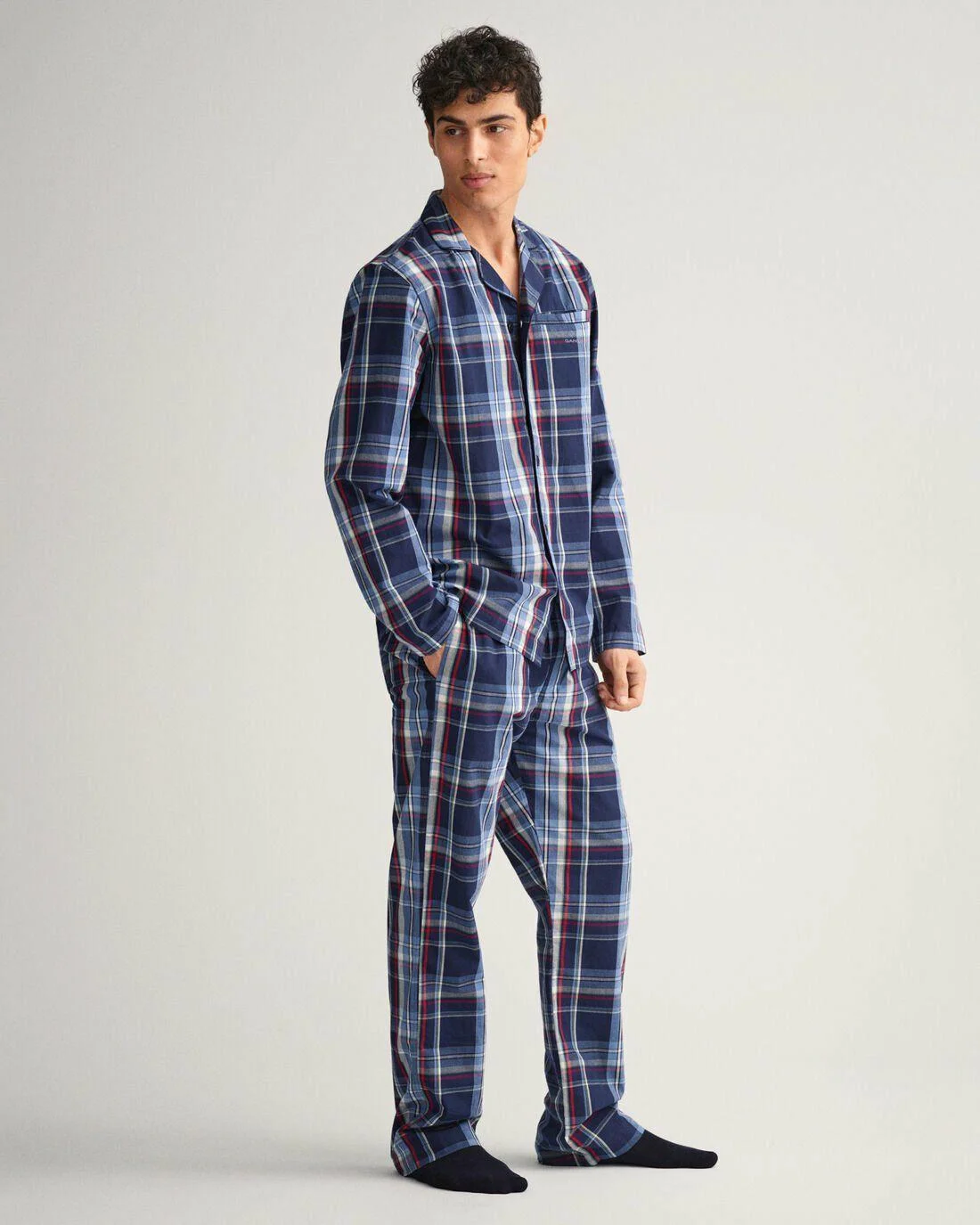 Nightwear | Mens GANT Check Pajama Set Classic Blue