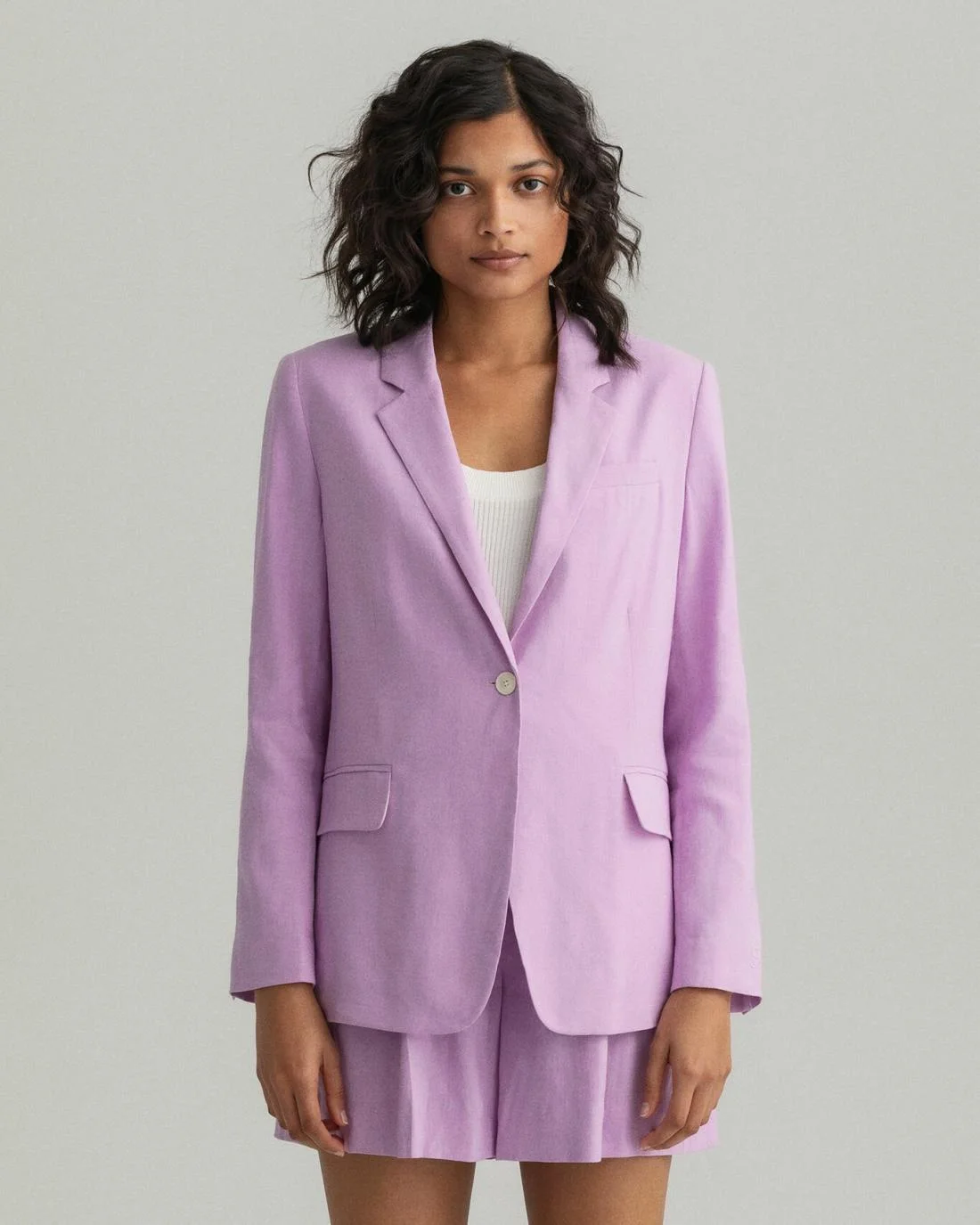 Blazers | Womens GANT Straight Fit Stretch Linen Blazer Crocus Purple