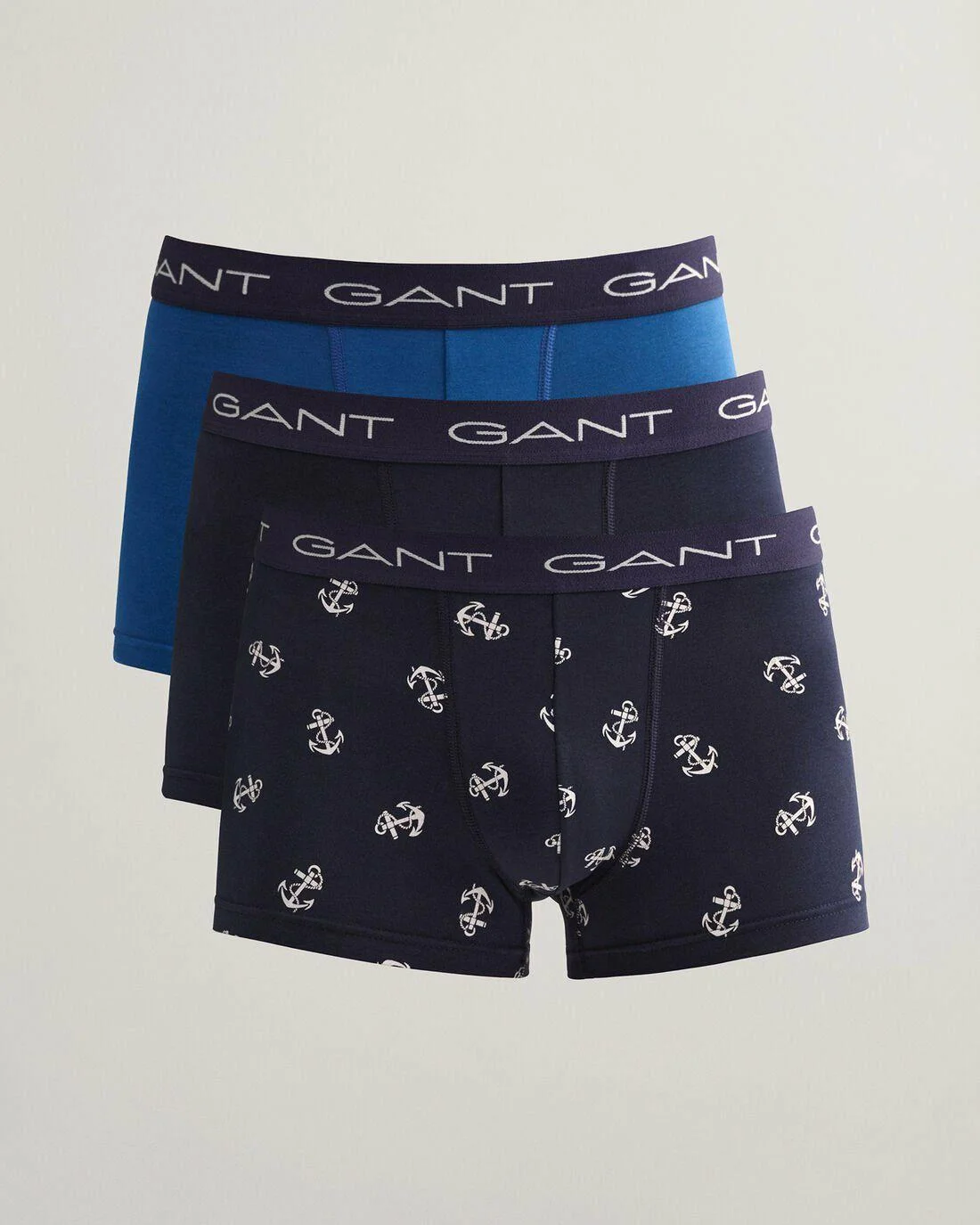 Underwear | Mens GANT 3-Pack Anchor Print Trunks Evening Blue